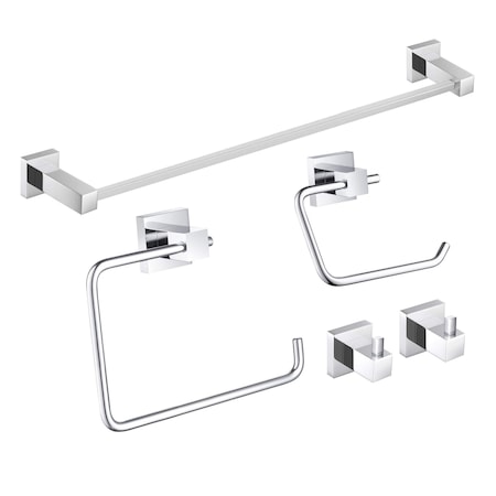 Kibi Cube 5-Piece Bathroom Hardware Set C-KBA15-5CH-2